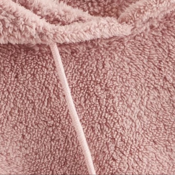 Teddy Hoodie Soft Fuzzy Sweatshirt Colorblock - Picture 4 of 7